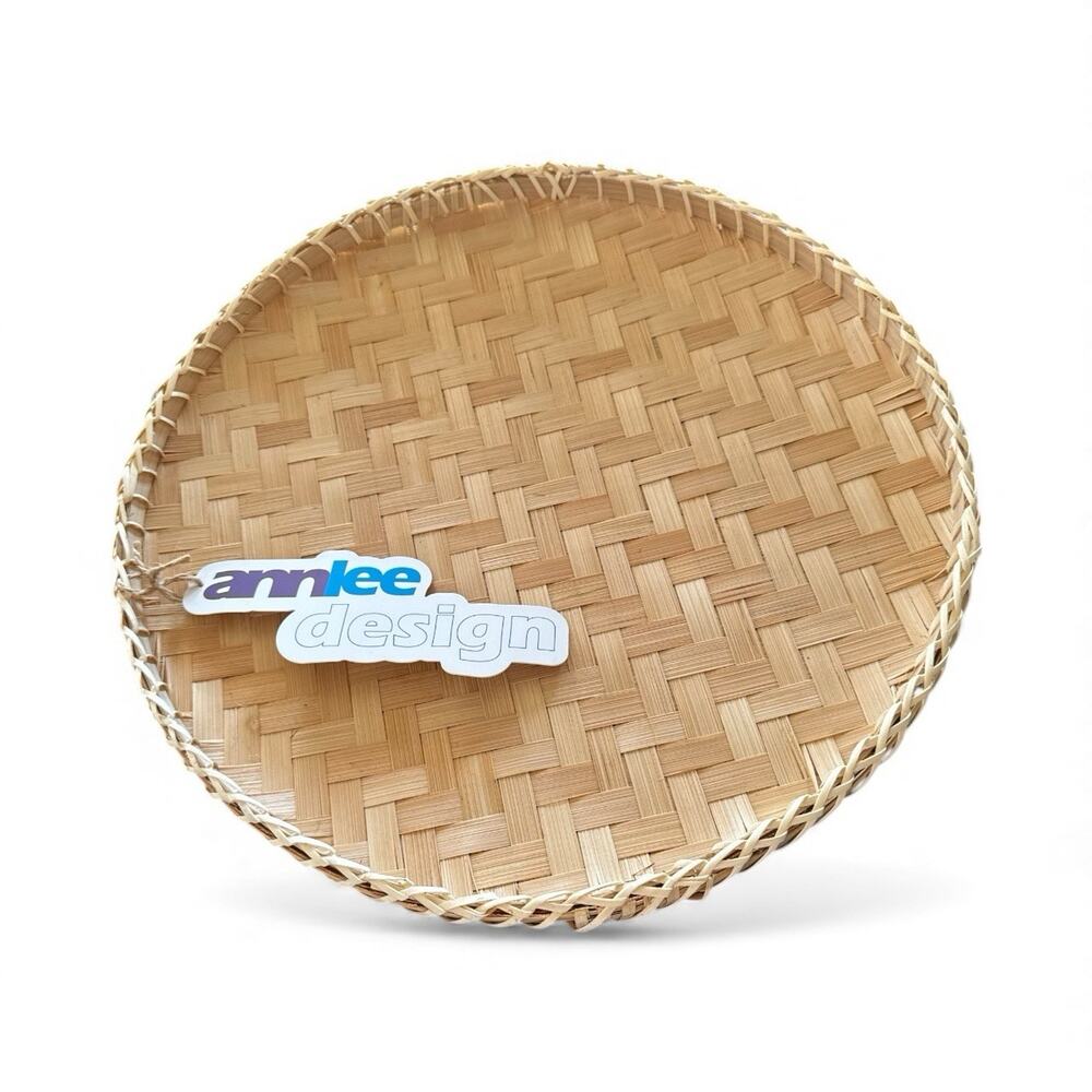 Ann Lee Designs handwoven round bamboo basket trays 2 for the price of 1